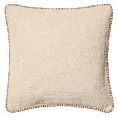 ENARI Beige cotton cushion cover with contrasting brown trim 50 x 50cm