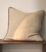 ENARI Beige cotton cushion cover with contrasting brown trim 50 x 50cm