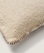 ENARI Beige cotton cushion cover with contrasting brown trim 50 x 50cm