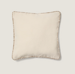 ENARI Beige cotton cushion cover with contrasting brown trim 50 x 50cm