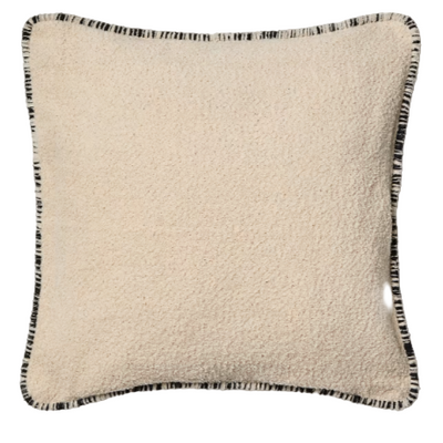 ENARI Beige 100% cotton cushion cover with contrasting black trim 50 x 50cm