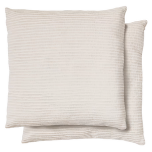 VINDI Set of two ecru, 100% cotton cushion covers with fantasy stripes 50 x 50 cm