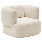 MARTINA Ecru bouclé swivel armchair with cushion FSC Mix Credit