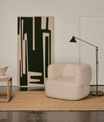 MARTINA Ecru bouclé swivel armchair with cushion FSC Mix Credit