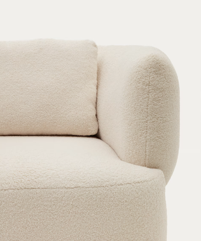 MARTINA Ecru bouclé swivel armchair with cushion FSC Mix Credit