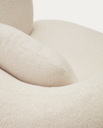 MARTINA Ecru bouclé swivel armchair with cushion FSC Mix Credit