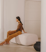 MARTINA Ecru bouclé footrest 123 x 85cm FSC Mix Credit