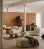 MARTINA Ecru bouclé footrest 123 x 85cm FSC Mix Credit