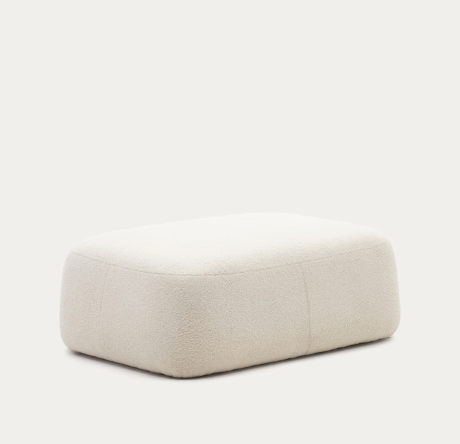 MARTINA Ecru bouclé footrest 123 x 85cm FSC Mix Credit