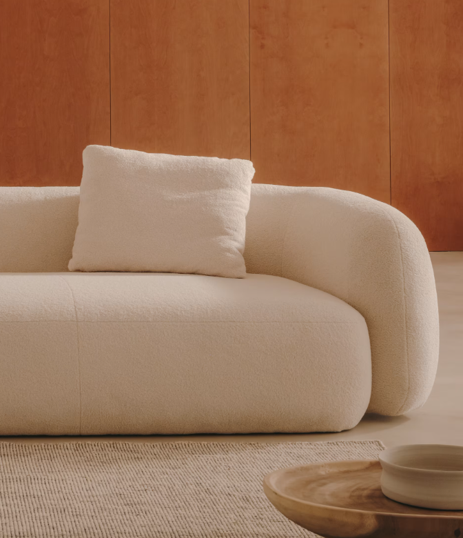 MARTINA Ecru bouclé cushion 47 x 36cm