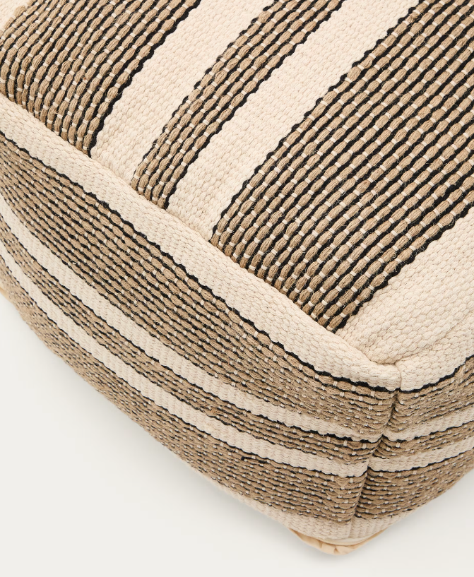 AYLIN Bež puf od pamuka s vezom od jute 60 x 60 cm