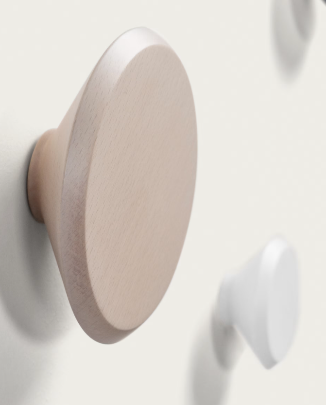 NADUA Set of 3 hangers in solid wood with a natural, blue and white beech finish