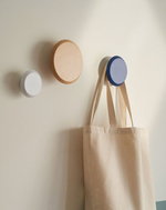 NADUA Set of 3 hangers in solid wood with a natural, blue and white beech finish