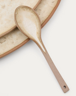 ZUNEL Set of 2 beige ceramic plates and 1 spoon