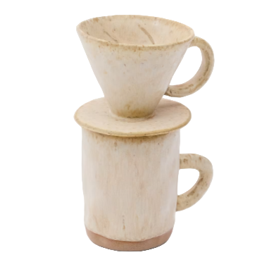 ZUNEL Beige ceramic coffee cup with dripper set