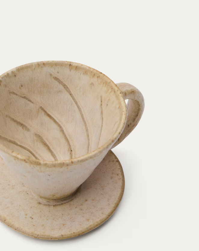 ZUNEL Beige ceramic coffee cup with dripper set