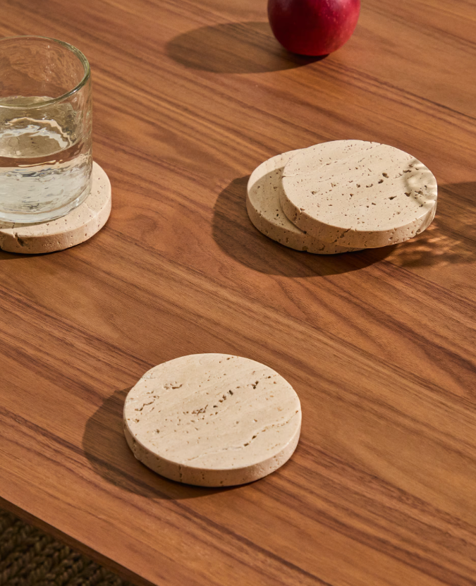 ZERA Set of 4 beige marble coasters