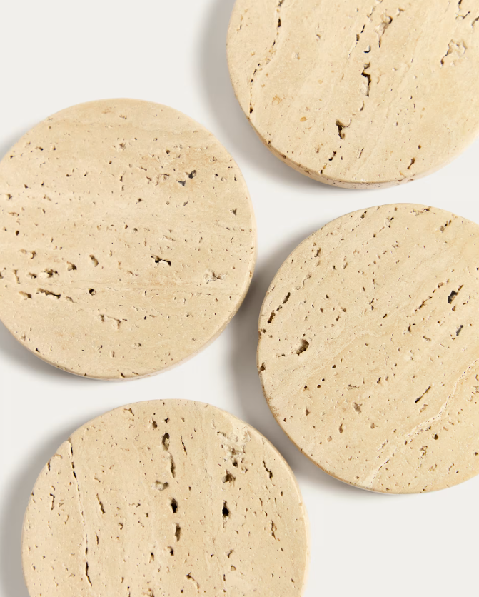 ZERA Set of 4 beige marble coasters