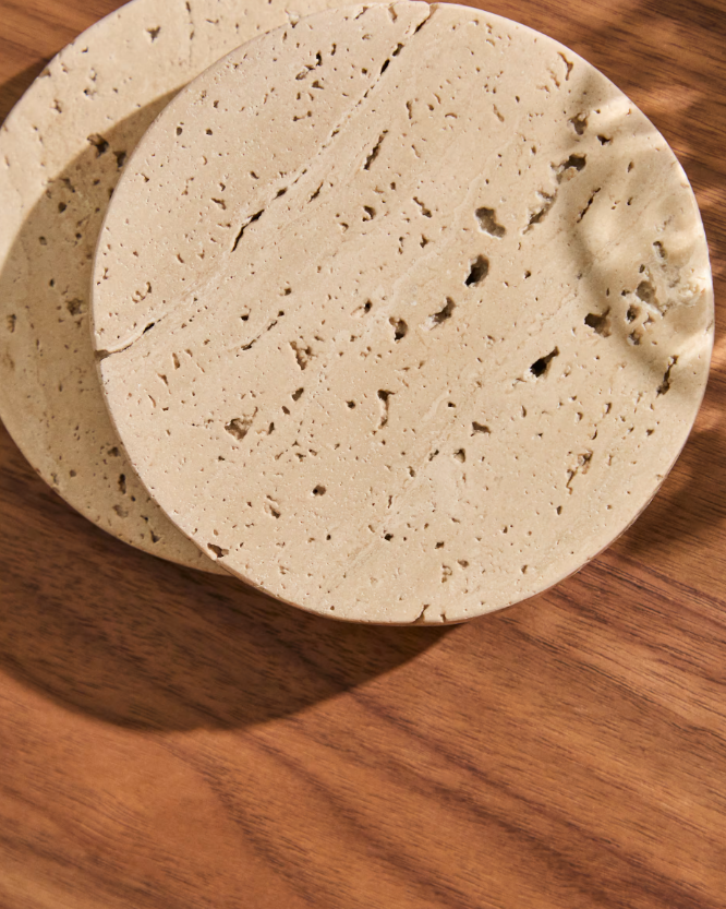 ZERA Set of 4 beige marble coasters