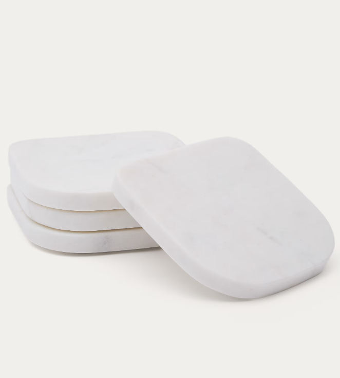 ZERA Set of 4 white marble coasters
