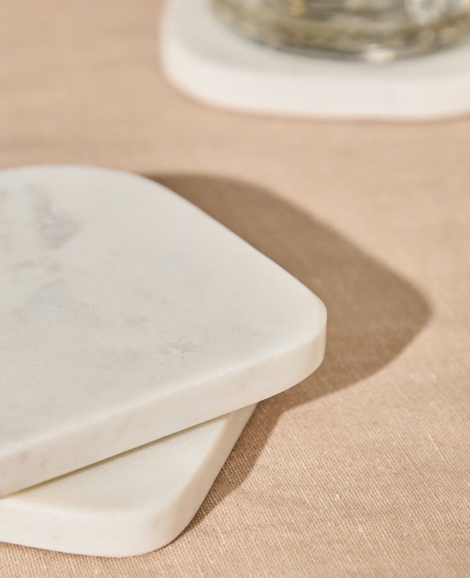 ZERA Set of 4 white marble coasters