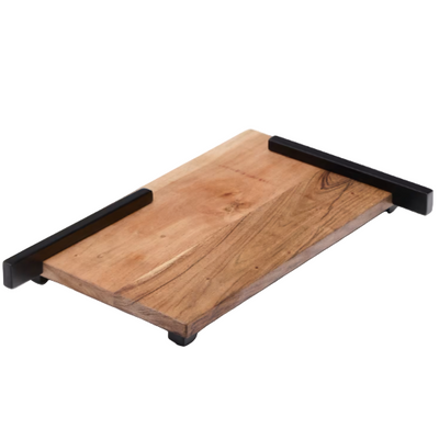 VIRA Serving board in acacia wood and black metal