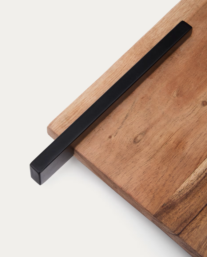 VIRA Serving board in acacia wood and black metal