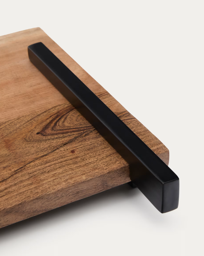 VIRA Serving board in acacia wood and black metal
