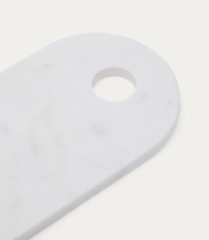 NIVOL Large serving board in white and black marble and travertine