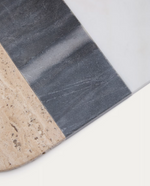 NIVOL Large serving board in white and black marble and travertine