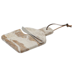 SUKA Small cutting board and beige marble knife set
