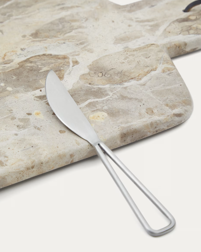 SUKA Large cutting board and beige marble knife set