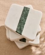 NIRA Set of 4 white and green marble coasters