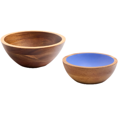 ZAIRIN Set of 2 multicoloured FSC 100% acacia wood bowls