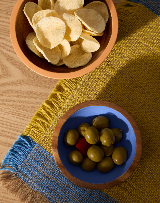 ZAIRIN Set of 2 multicoloured FSC 100% acacia wood bowls