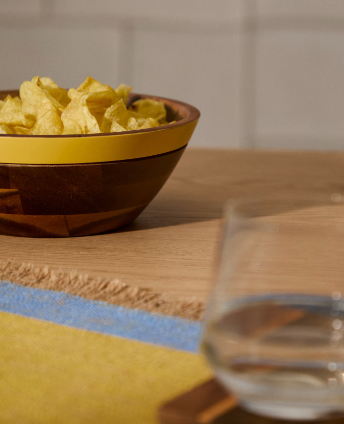 ZAIRIN Yellow FSC 100% acacia wood bowl