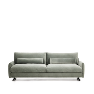 VELIRO green velvet 3-seater sofa with black-finish steel legs 240cm
