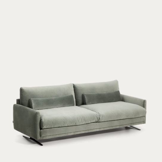 VELIRO Zeleni baršunasti trosjed s crnim čeličnim nogama 240 cm