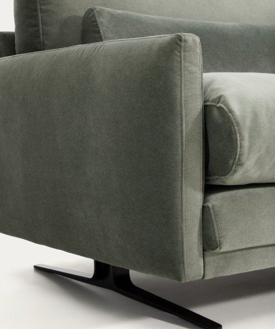 VELIRO Zeleni baršunasti trosjed s crnim čeličnim nogama 240 cm