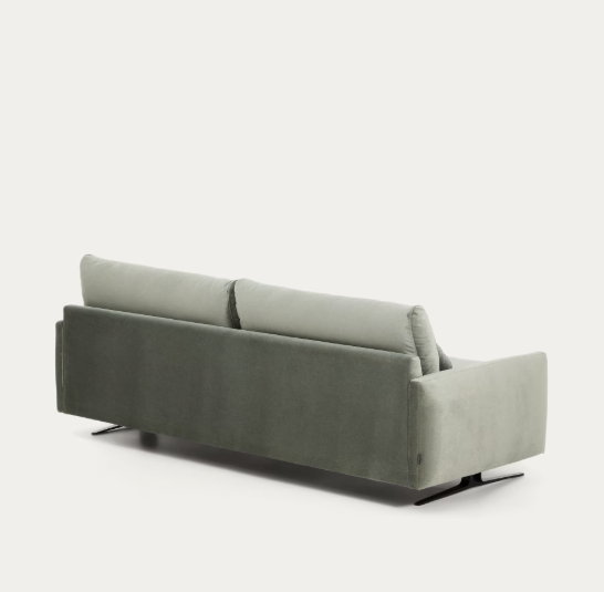 VELIRO Zeleni baršunasti trosjed s crnim čeličnim nogama 240 cm