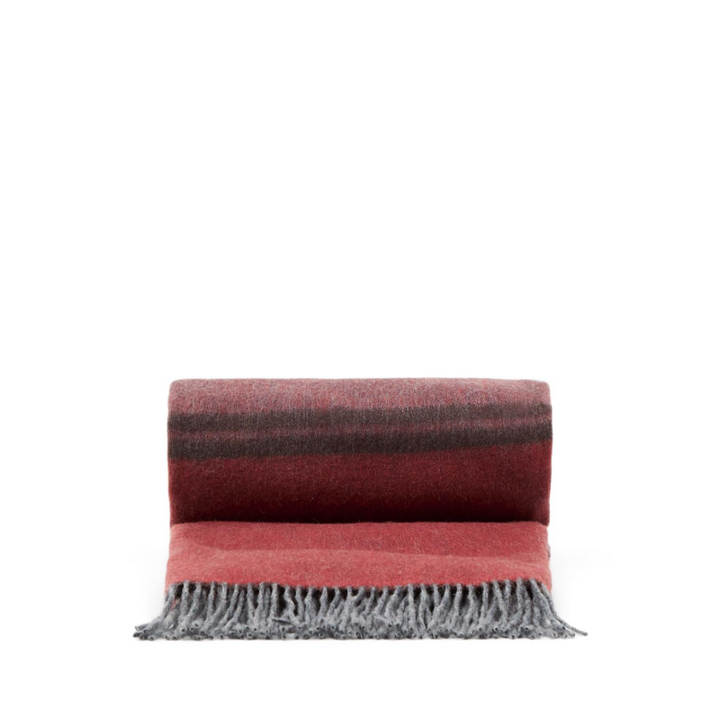 ZUNARA multicoloured double-sided wool blend blanket with fringing