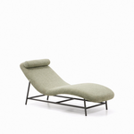 OSLA divan in green chenille with brushed stainless steel legs 175 cm