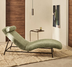OSLA divan in green chenille with brushed stainless steel legs 175 cm