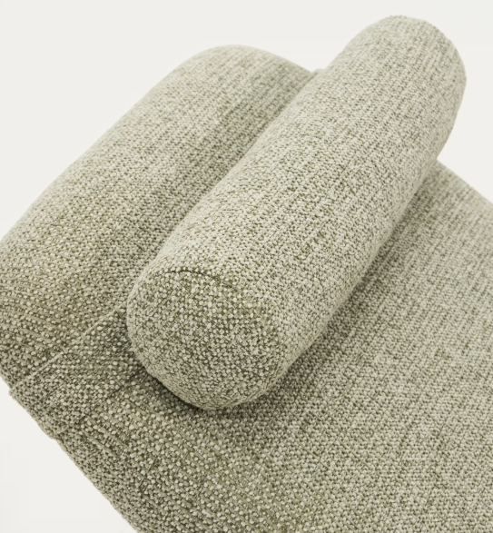 OSLA divan in green chenille with brushed stainless steel legs 175 cm