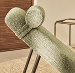 OSLA divan in green chenille with brushed stainless steel legs 175 cm