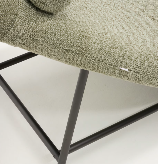 OSLA divan in green chenille with brushed stainless steel legs 175 cm