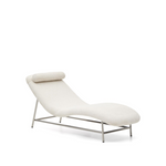 OSLA divan in beige chenille with brushed stainless steel legs 175 cm