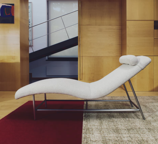 OSLA divan in beige chenille with brushed stainless steel legs 175 cm