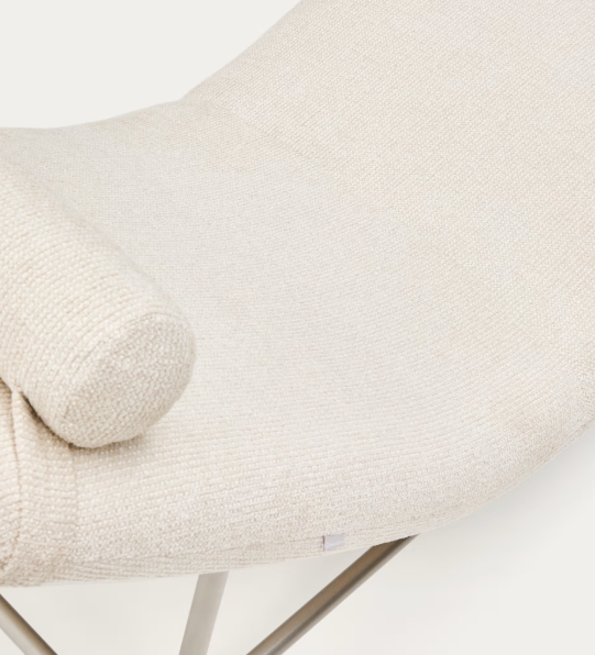 OSLA divan in beige chenille with brushed stainless steel legs 175 cm