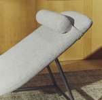 OSLA divan in beige chenille with brushed stainless steel legs 175 cm